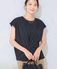 K2KID76044 a.v.v(アー・ヴェ・ヴェ) 【接触冷感/UVカット】ツイストデザインカットソー ブラック