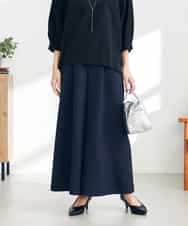 K2LGA19049 a.v.v(アー・ヴェ・ヴェ) 【接触冷感/UVカット/イージーケア】麻調フレアパンツ ブルー