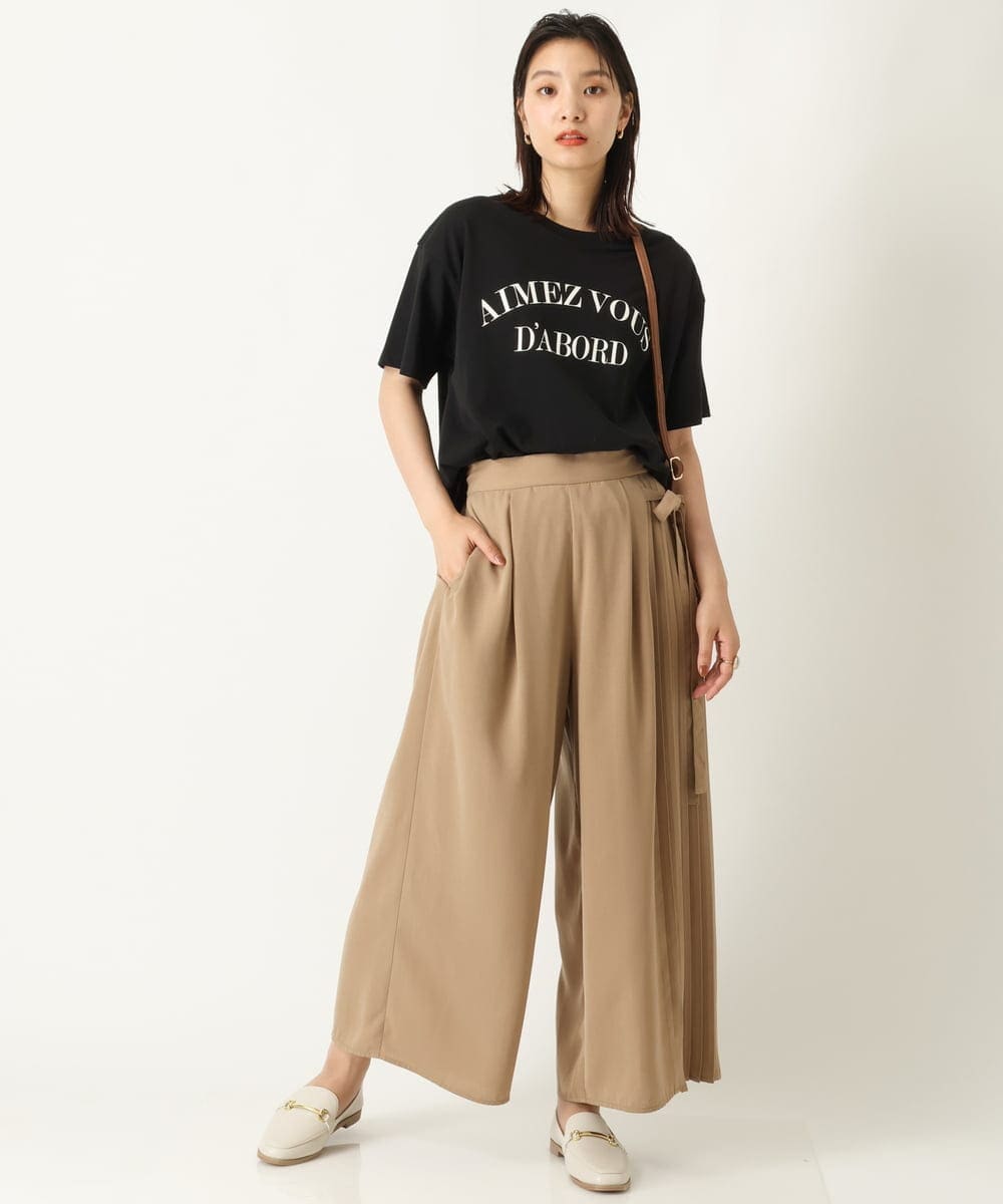 K2LHP34059 a.v.v(アー・ヴェ・ヴェ) サイドプリーツワイドパンツ ベージュ