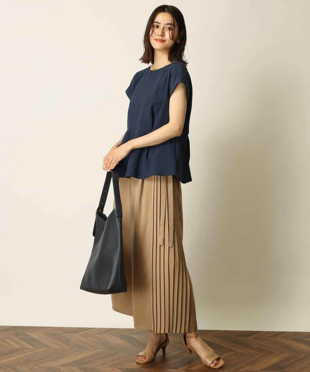 K2LHP34059 a.v.v(アー・ヴェ・ヴェ) サイドプリーツワイドパンツ ベージュ