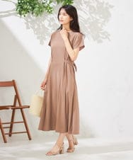 K2PHA04069 a.v.v(アー・ヴェ・ヴェ) 【UVカット/速乾/イージーケア】ウエストベルトフレアワンピース モカ