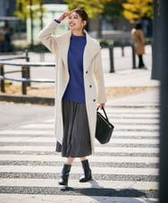 K2UAD03189 a.v.v(アー・ヴェ・ヴェ) 【2WAY】折り返しラペルロングコート ライトグレー