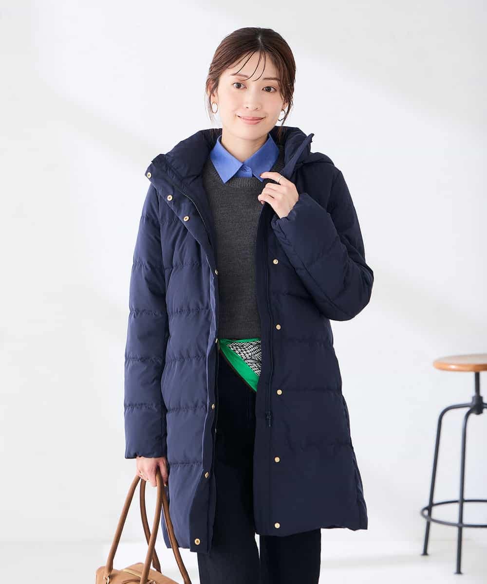 K2UBG10199 a.v.v(アー・ヴェ・ヴェ) フーテッド ロング ダウン コート ネイビー