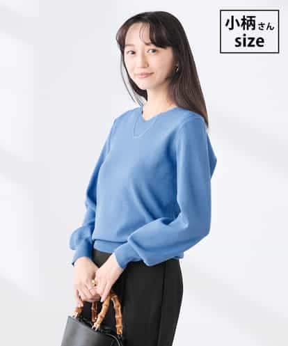 K3FED59039  【低身長サイズ】【洗える/UVカット】Vネックパフスリーブニット