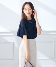 K3FHD40049 a.v.v Elmi(アー・ヴェ・ヴェ) 【低身長サイズ】ドライタッチフレアスリーブサマーニット レッド
