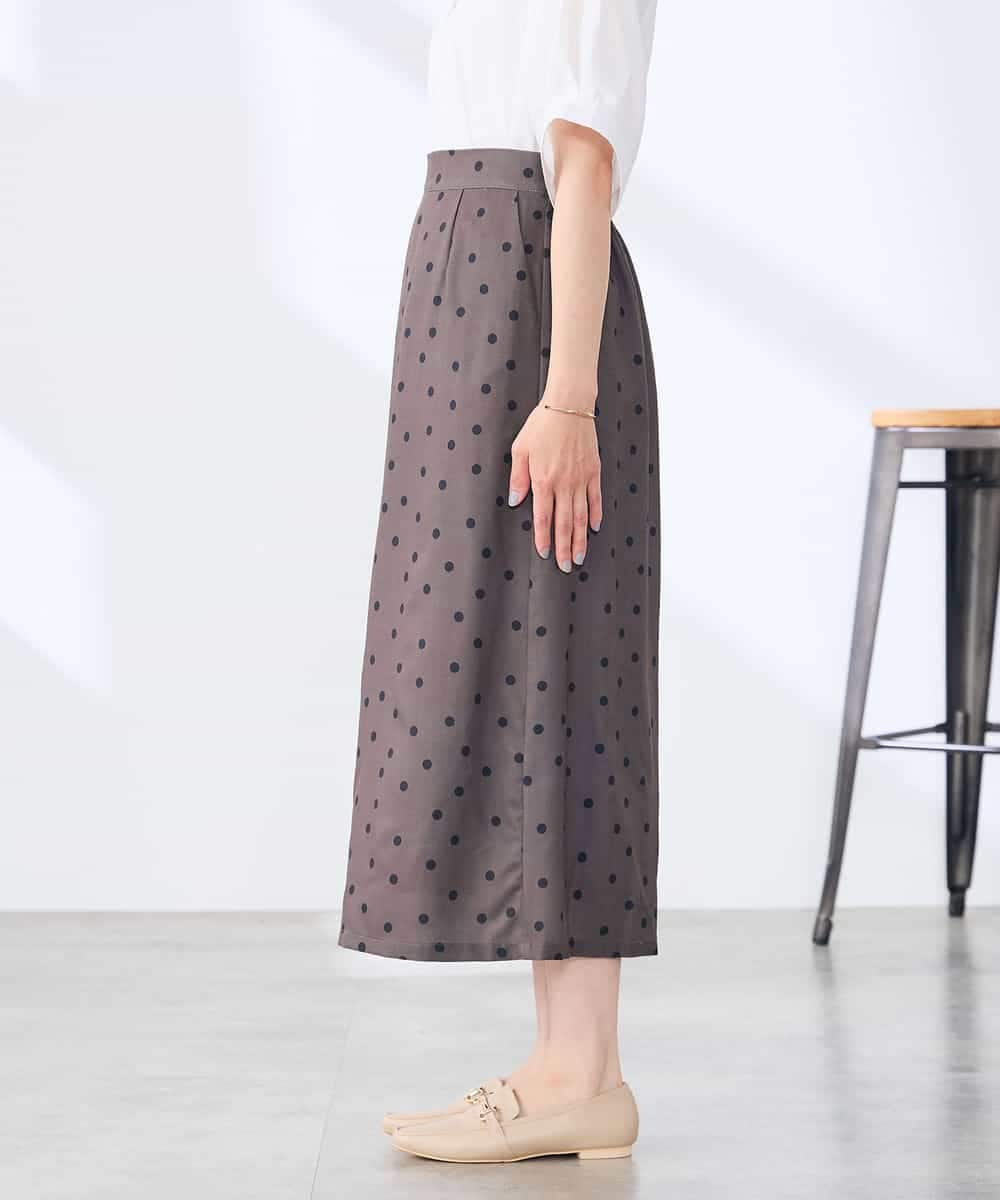K3HHD39049 a.v.v Elmi(アー・ヴェ・ヴェ) 【低身長サイズ】ドットプリントナロースカート【洗濯機で洗える/ストレッチ】 アイボリー