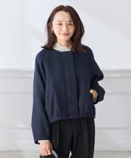 K3JLD25099 a.v.v Elmi(アー・ヴェ・ヴェ) 【低身長サイズ】ノーカラー ツイード ジャケット アイボリー