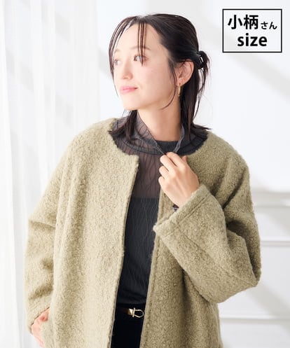 K3JLD35089  【低身長サイズ】チェック ブークレ ジャケット