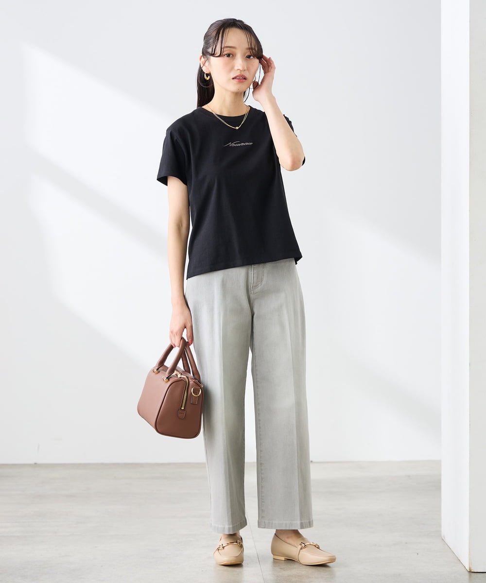 K3KGD28029 a.v.v Elmi(アー・ヴェ・ヴェ) 【低身長サイズ/UVカット/接触冷感】コンパクトロゴTシャツ グレージュ
