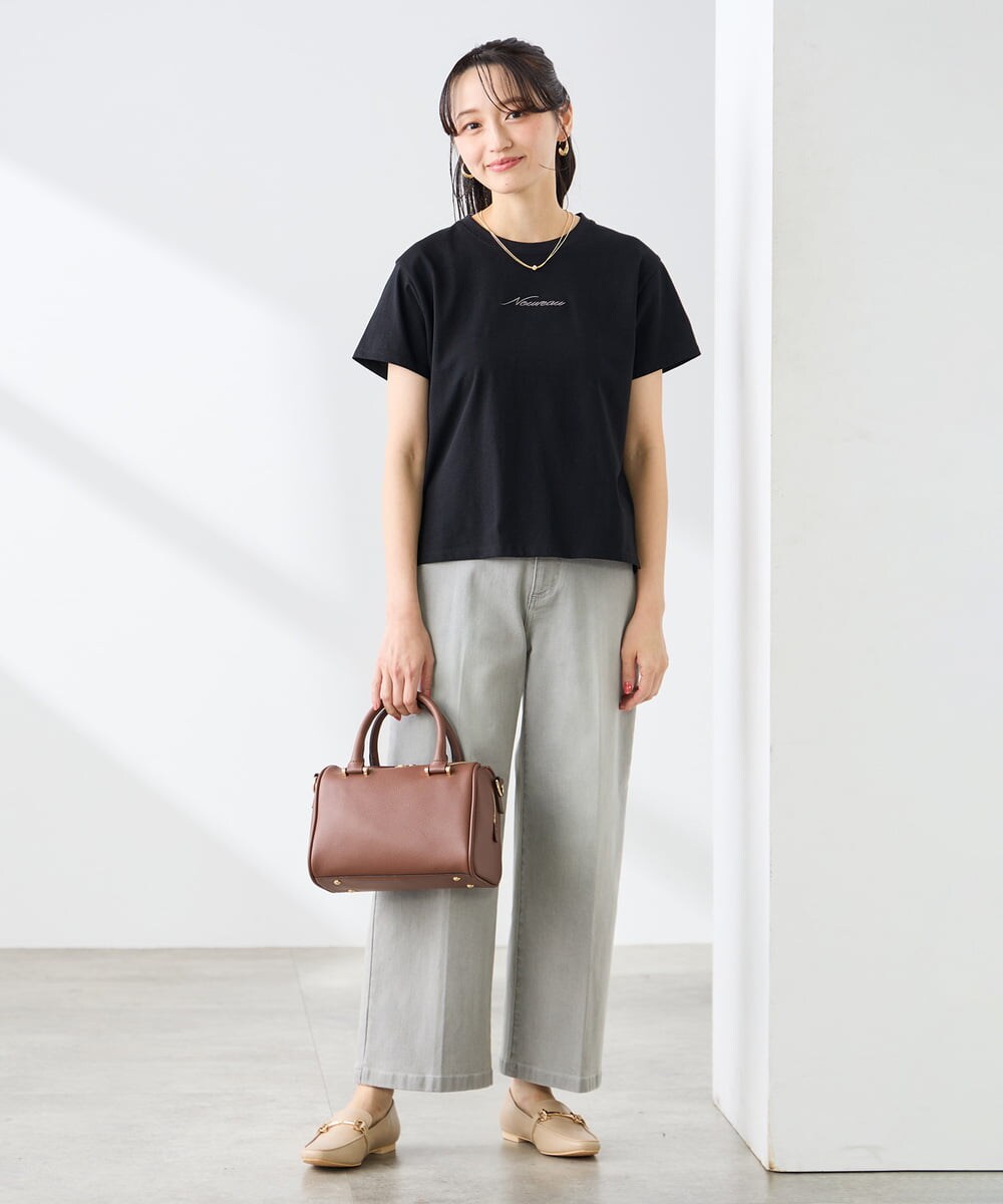 K3KGD28029 a.v.v Elmi(アー・ヴェ・ヴェ) 【低身長サイズ/UVカット/接触冷感】コンパクトロゴTシャツ グレージュ