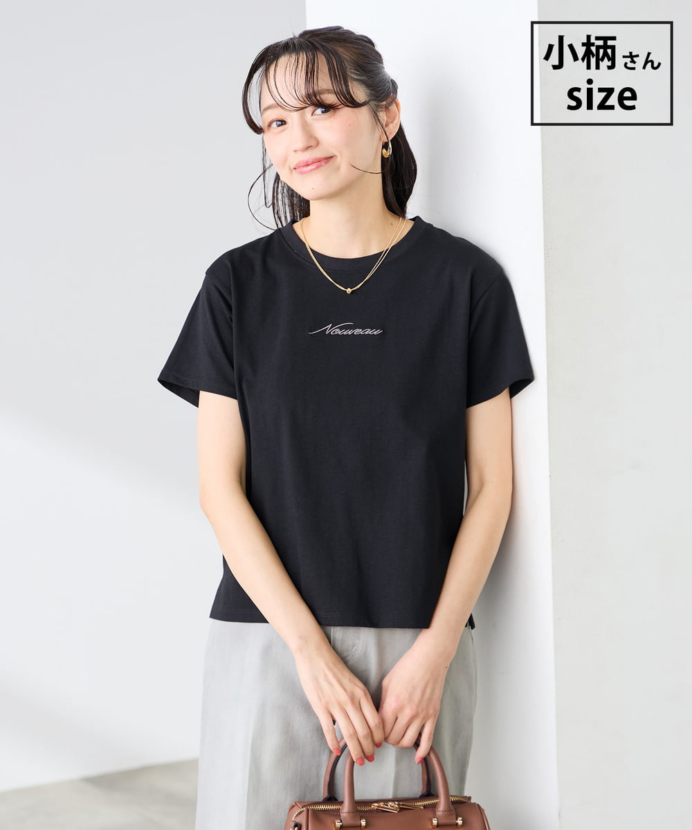 K3KGD28029 a.v.v Elmi(アー・ヴェ・ヴェ) 【低身長サイズ/UVカット/接触冷感】コンパクトロゴTシャツ ブラック