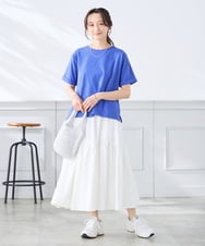 K3KGD30024 a.v.v Elmi(アー・ヴェ・ヴェ) 【低身長サイズ】ロールアップハーフスリーブTシャツ【接触冷感/UVカット/コットン100%】 ライトイエロー