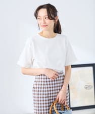 K3KGD30024 a.v.v Elmi(アー・ヴェ・ヴェ) 【低身長サイズ】ロールアップハーフスリーブTシャツ【接触冷感/UVカット/コットン100%】 ライトイエロー