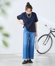 K3KGD30024 a.v.v Elmi(アー・ヴェ・ヴェ) 【低身長サイズ】ロールアップハーフスリーブTシャツ【接触冷感/UVカット/コットン100%】 ライトイエロー