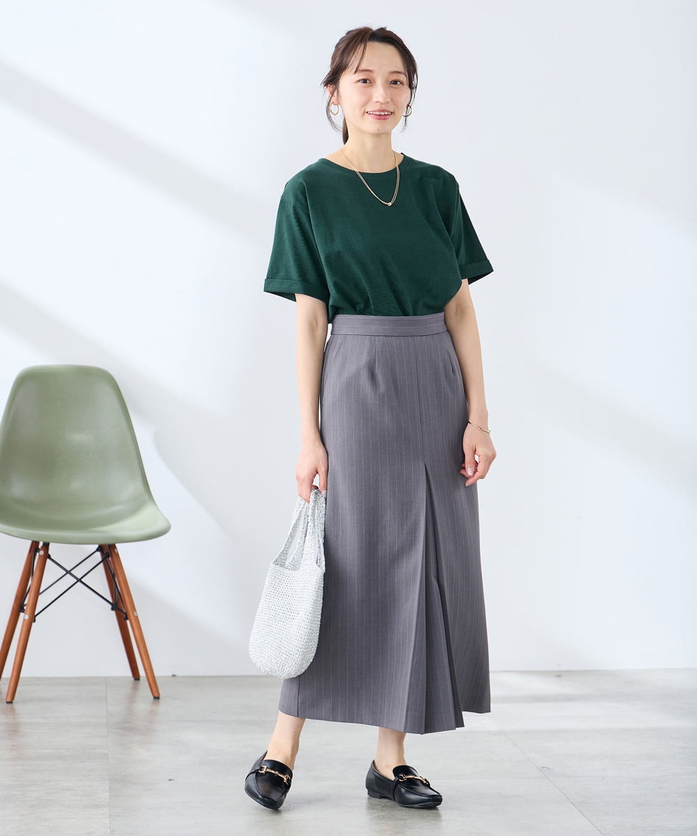 K3KGD30024 a.v.v Elmi(アー・ヴェ・ヴェ) 【低身長サイズ】ロールアップハーフスリーブTシャツ【接触冷感/UVカット/コットン100%】 ライトイエロー