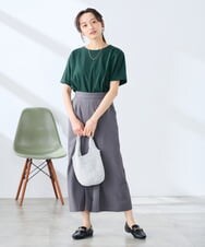 K3KGD30024 a.v.v Elmi(アー・ヴェ・ヴェ) 【低身長サイズ】ロールアップハーフスリーブTシャツ【接触冷感/UVカット/コットン100%】 ライトイエロー