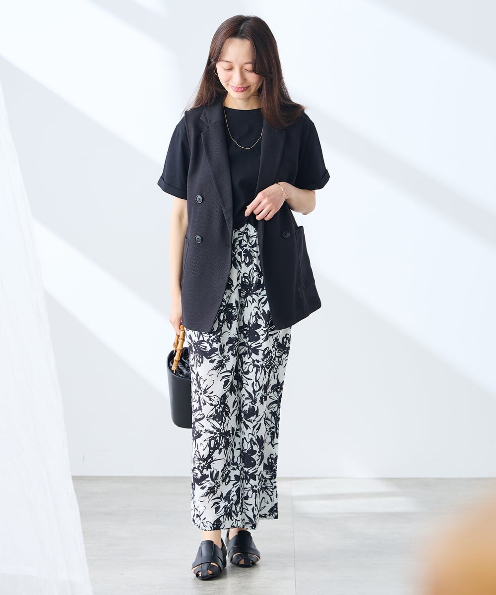 K3KGD30024 a.v.v Elmi(アー・ヴェ・ヴェ) 【低身長サイズ】ロールアップハーフスリーブTシャツ【接触冷感/UVカット/コットン100%】 ライトイエロー