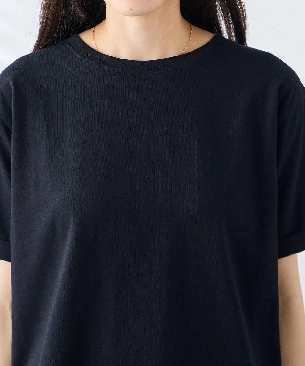 K3KGD30024 a.v.v Elmi(アー・ヴェ・ヴェ) 【低身長サイズ】ロールアップハーフスリーブTシャツ【接触冷感/UVカット/コットン100%】 ライトイエロー
