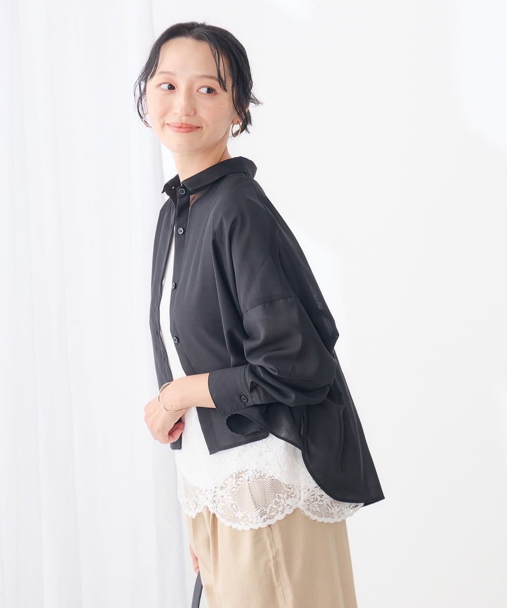 K3KID33044 a.v.v Elmi(アー・ヴェ・ヴェ) 【低身長サイズ】ウェーブレースヘムTシャツ ブラウン