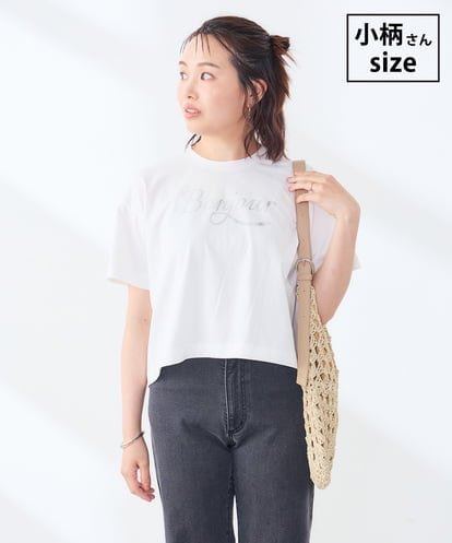 K3KID48035  【低身長サイズ/接触冷感】クロップドロゴTシャツ