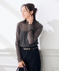 K3KTD06029 a.v.v Elmi(アー・ヴェ・ヴェ) 【低身長サイズ】シアーウェーブハイネックカットソー ブラック