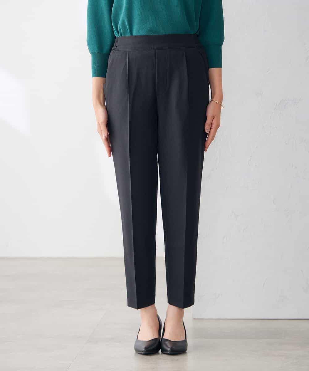 K3LJD12049 a.v.v Elmi(アー・ヴェ・ヴェ) 【低身長サイズ/caho146cm様ご紹介】ラク魅せ スッキリ見え テーパード パンツ［支持率NO.1/イージーケア/洗える］ ベージュチェック