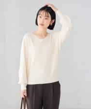 K6FAG16039 a.v.v(アー・ヴェ・ヴェ) 【WEB限定】Vネック パフスリーブ ニット【洗える/麗しニット】 ブラック