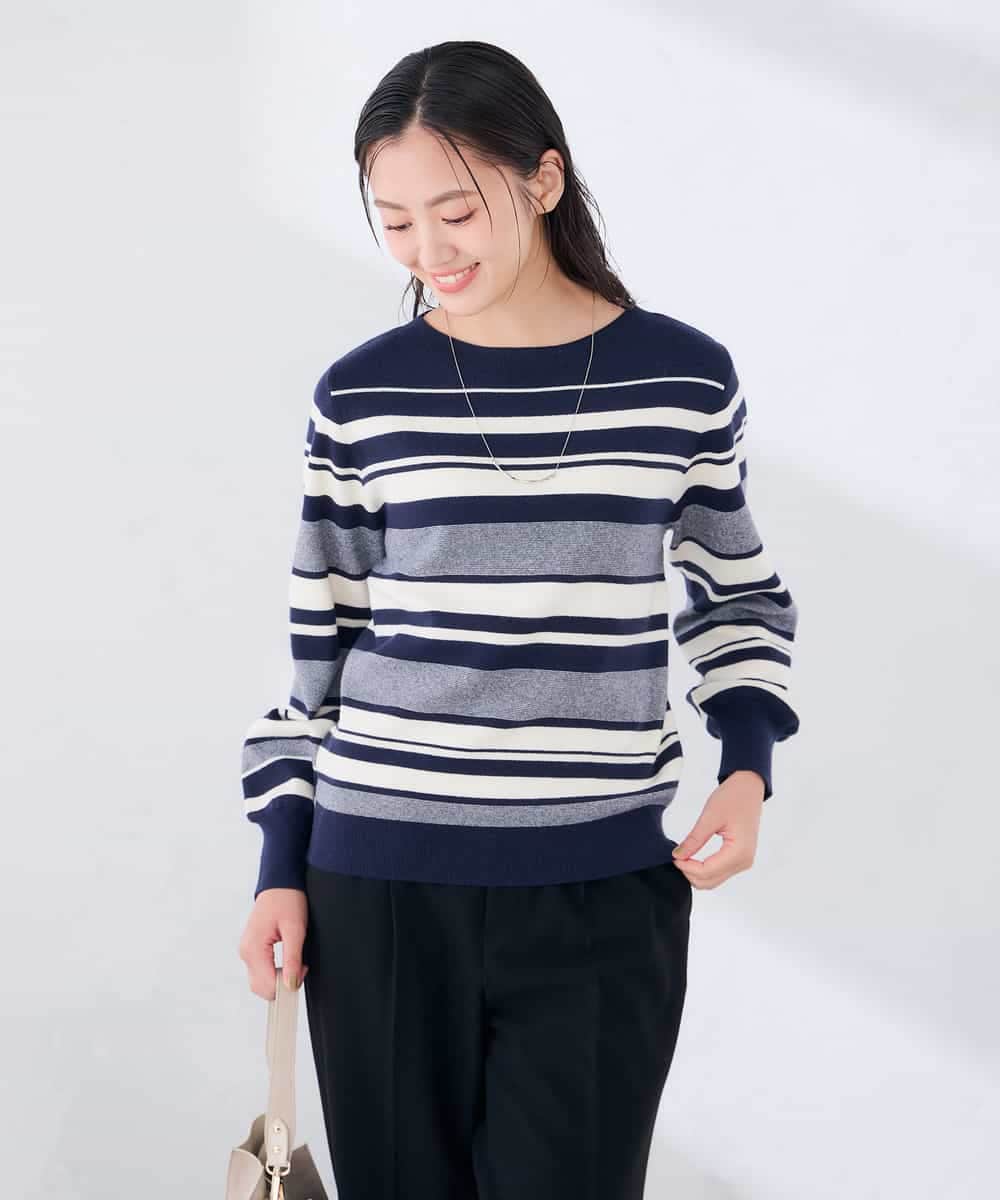 K6FAG17039 a.v.v(アー・ヴェ・ヴェ) 【WEB限定】ボートネック パフスリーブ ニット【洗える/麗しニット】 ブラック