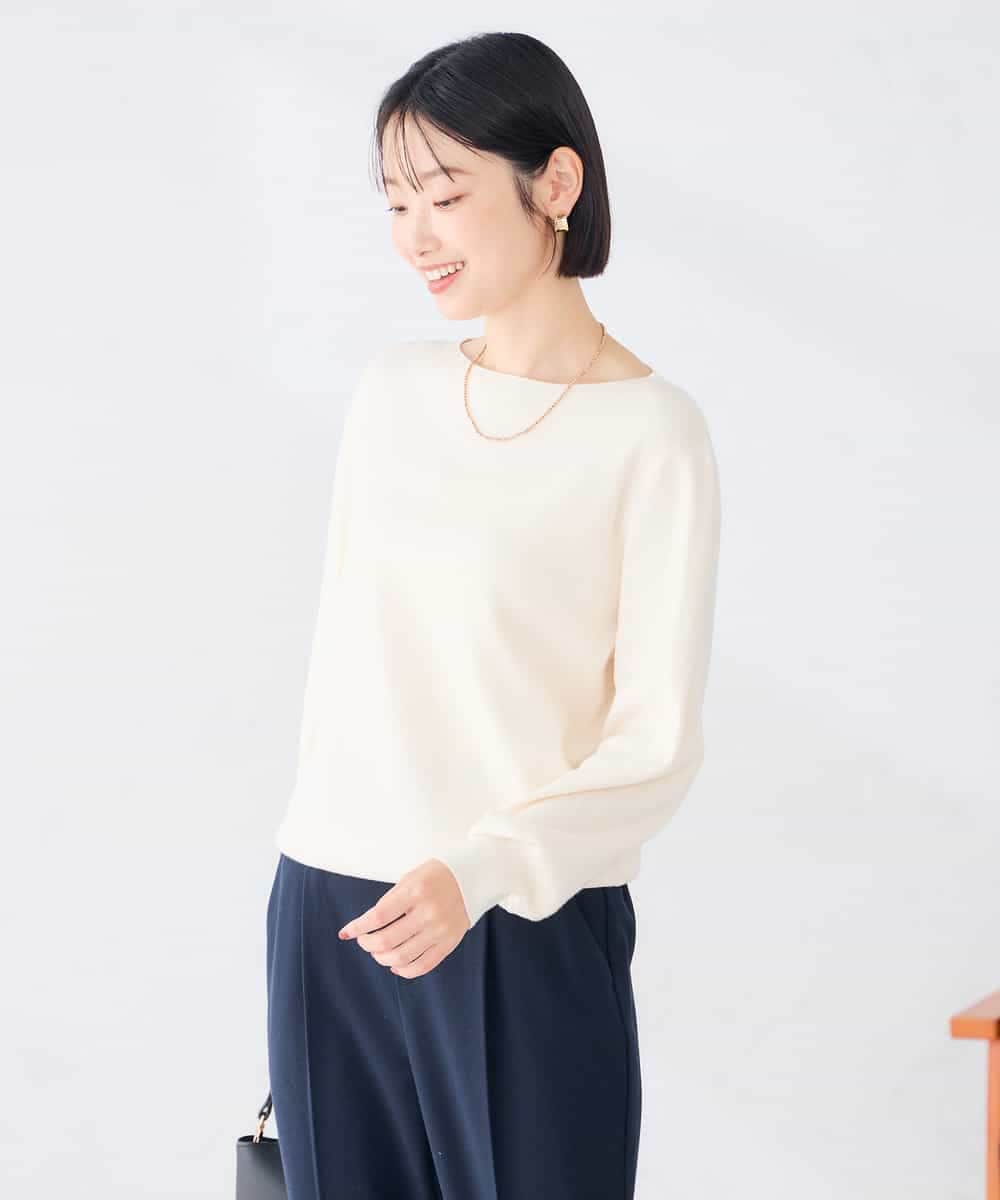 K6FAG17039 a.v.v(アー・ヴェ・ヴェ) 【WEB限定】ボートネック パフスリーブ ニット【洗える/麗しニット】 ブラック