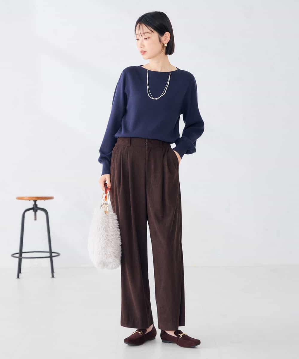 K6FAG17039 a.v.v(アー・ヴェ・ヴェ) 【WEB限定】ボートネック パフスリーブ ニット【洗える/麗しニット】 ブラック