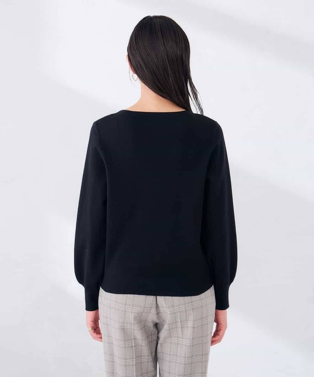 K6FAG17039 a.v.v(アー・ヴェ・ヴェ) 【WEB限定】ボートネック パフスリーブ ニット【洗える/麗しニット】 ブラック