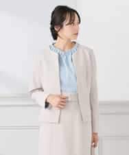 KADCD02099 a.v.v Elmi(アー・ヴェ・ヴェ) 【低身長サイズ】【洗える/ストレッチ/セットアップ対応】ダブルクロスキーネックジャケット ネイビー