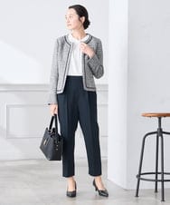 KADCD05139 a.v.v Elmi(アー・ヴェ・ヴェ) 【低身長サイズ/ストレッチ】ツイードノーカラージャケット ネイビー