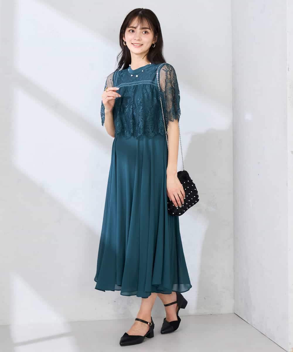 KBEGF10159 a.v.v(アー・ヴェ・ヴェ) 【結婚式/お呼ばれに】レースドッキングワンピース スモーキーピンク