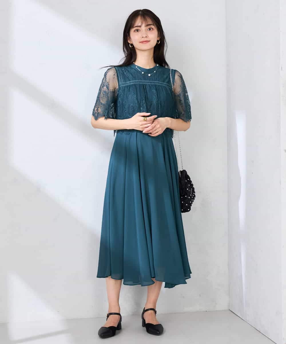 KBEGF10159 a.v.v(アー・ヴェ・ヴェ) 【結婚式/お呼ばれに】レースドッキングワンピース スモーキーピンク