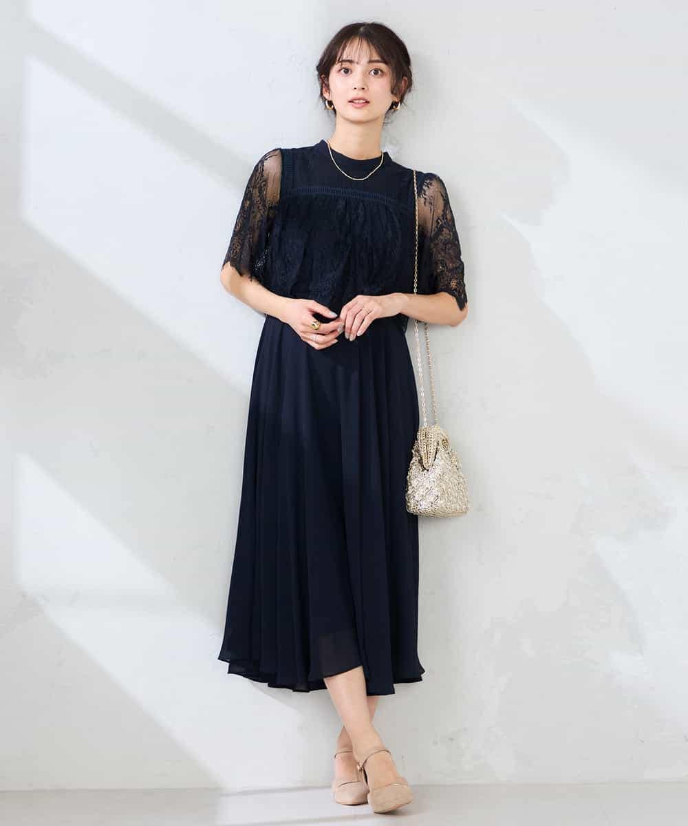 KBEGF10159 a.v.v(アー・ヴェ・ヴェ) 【結婚式/お呼ばれに】レースドッキングワンピース スモーキーピンク