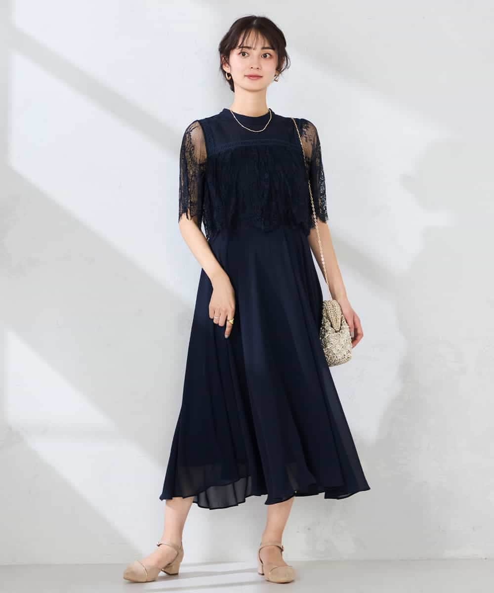 KBEGF10159 a.v.v(アー・ヴェ・ヴェ) 【結婚式/お呼ばれに】レースドッキングワンピース スモーキーピンク