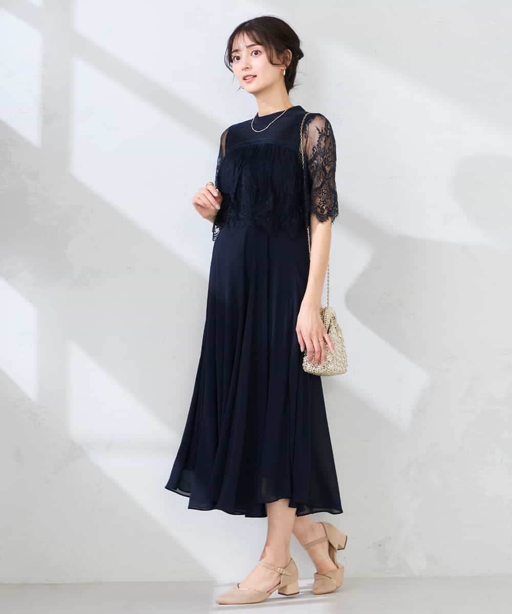 KBEGF10159 a.v.v(アー・ヴェ・ヴェ) 【結婚式/お呼ばれに】レースドッキングワンピース スモーキーピンク
