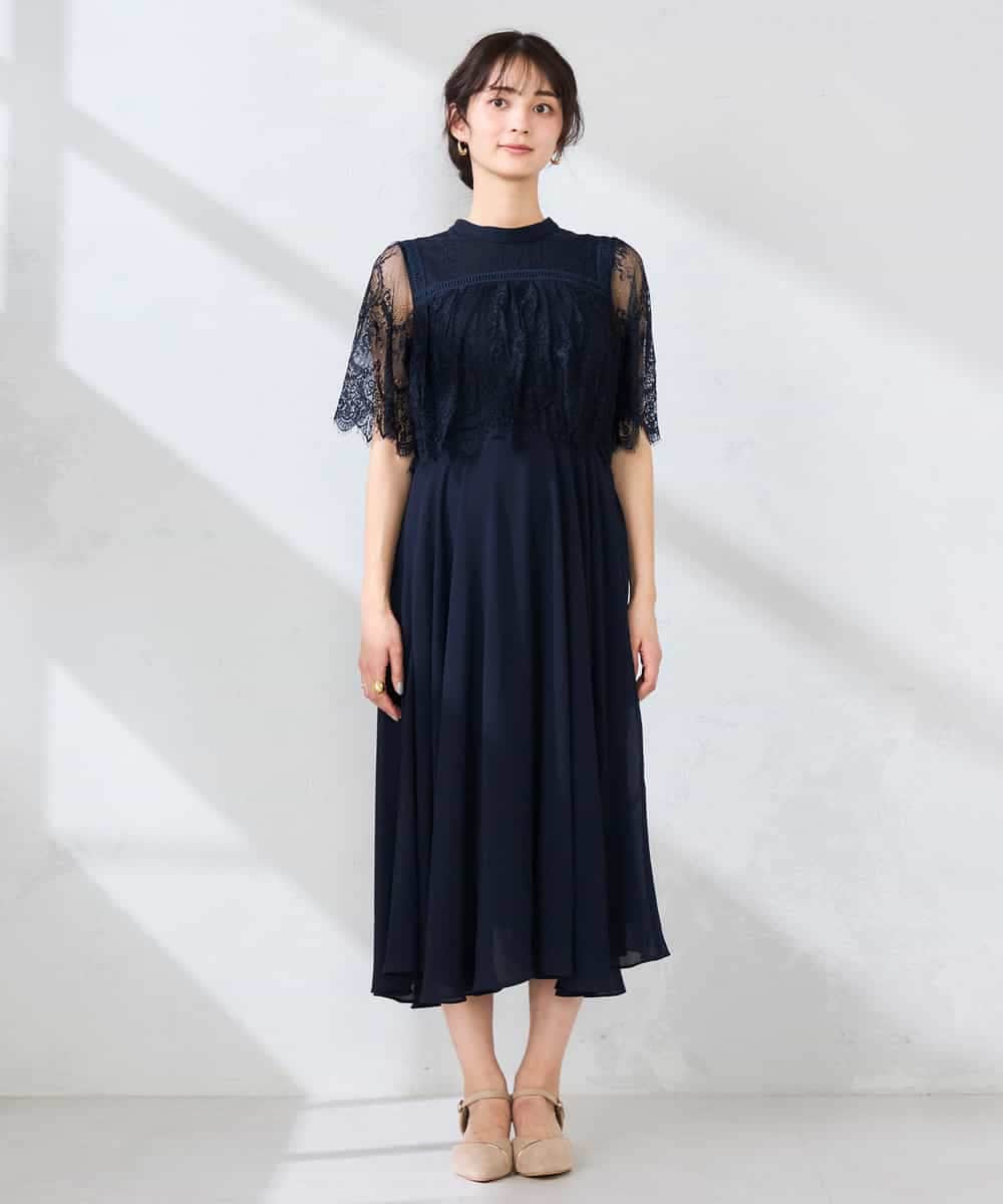 KBEGF10159 a.v.v(アー・ヴェ・ヴェ) 【結婚式/お呼ばれに】レースドッキングワンピース スモーキーピンク