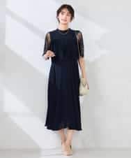 KBEGF10159 a.v.v(アー・ヴェ・ヴェ) 【結婚式/お呼ばれに】レースドッキングワンピース ネイビー