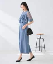 KBEGF12149 a.v.v(アー・ヴェ・ヴェ) 【結婚式/お呼ばれに】ラッフルティアードオールインワンドレス スモーキーブルー