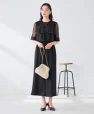 KBEGF12149 a.v.v(アー・ヴェ・ヴェ) 【結婚式/お呼ばれに】ラッフルティアードオールインワンドレス スモーキーブルー