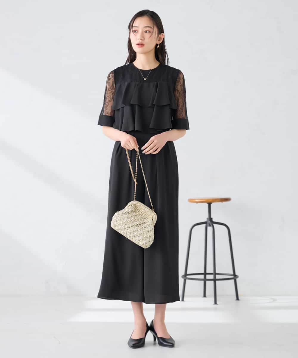 KBEGF12149 a.v.v(アー・ヴェ・ヴェ) 【結婚式/お呼ばれに】ラッフルティアードオールインワンドレス スモーキーブルー