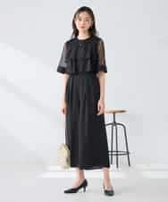 KBEGF12149 a.v.v(アー・ヴェ・ヴェ) 【結婚式/お呼ばれに】ラッフルティアードオールインワンドレス スモーキーブルー