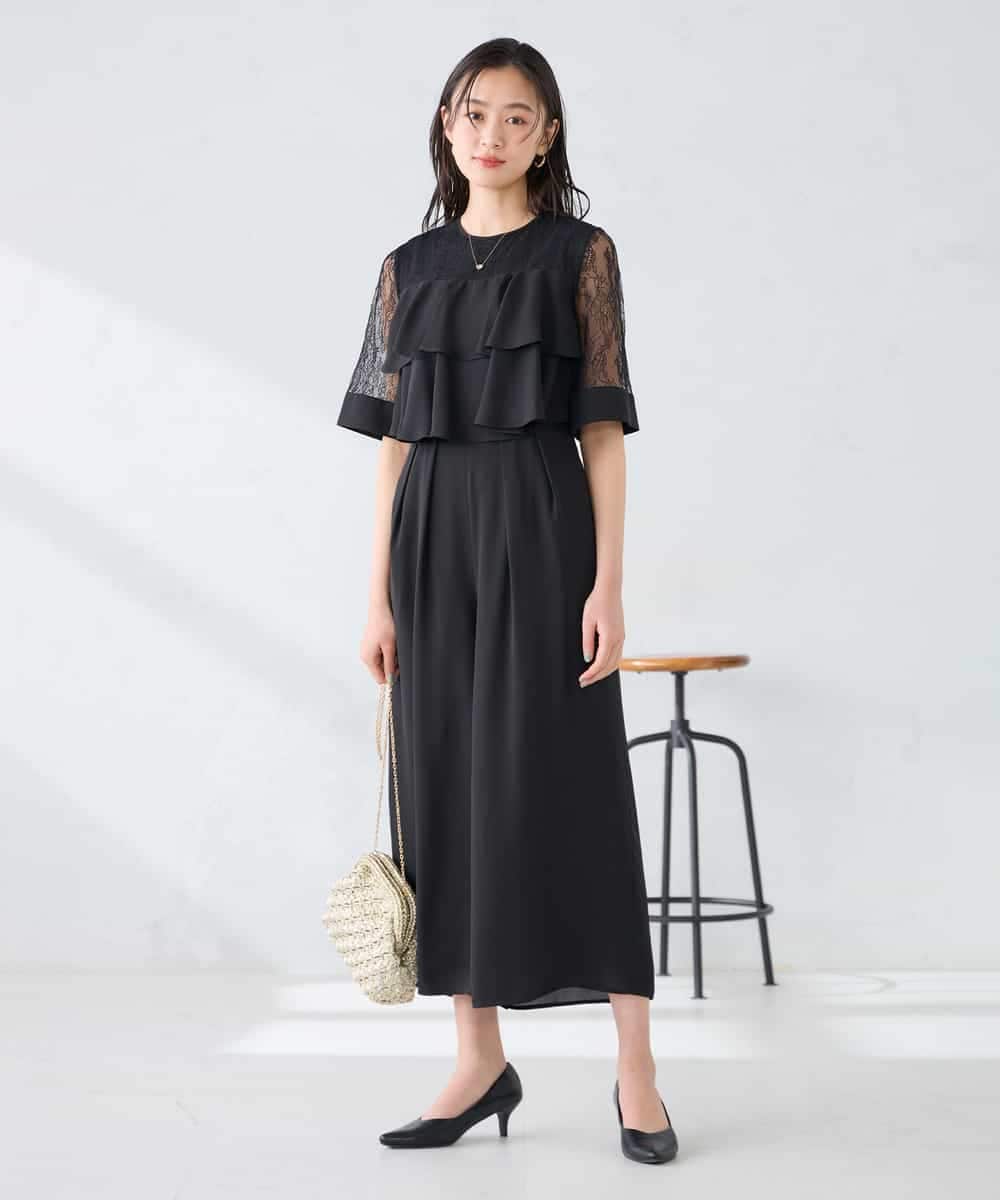 KBEGF12149 a.v.v(アー・ヴェ・ヴェ) 【結婚式/お呼ばれに】ラッフルティアードオールインワンドレス スモーキーブルー