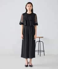 KBEGF12149 a.v.v(アー・ヴェ・ヴェ) 【結婚式/お呼ばれに】ラッフルティアードオールインワンドレス スモーキーブルー