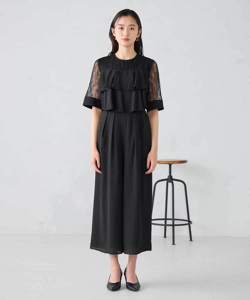 KBEGF12149 a.v.v(アー・ヴェ・ヴェ) 【結婚式/お呼ばれに】ラッフルティアードオールインワンドレス スモーキーブルー
