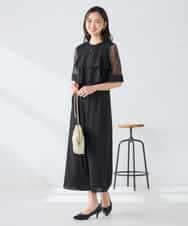 KBEGF12149 a.v.v(アー・ヴェ・ヴェ) 【結婚式/お呼ばれに】ラッフルティアードオールインワンドレス ブラック