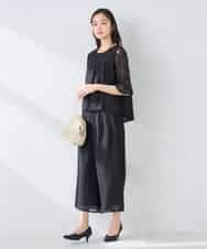 KBEGF13149 a.v.v(アー・ヴェ・ヴェ) 【結婚式/お呼ばれに】レースドッキングブラウス・パンツセットアップ ブルー