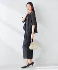 KBEGF13149 a.v.v(アー・ヴェ・ヴェ) 【結婚式/お呼ばれに】レースドッキングブラウス・パンツセットアップ ブルー